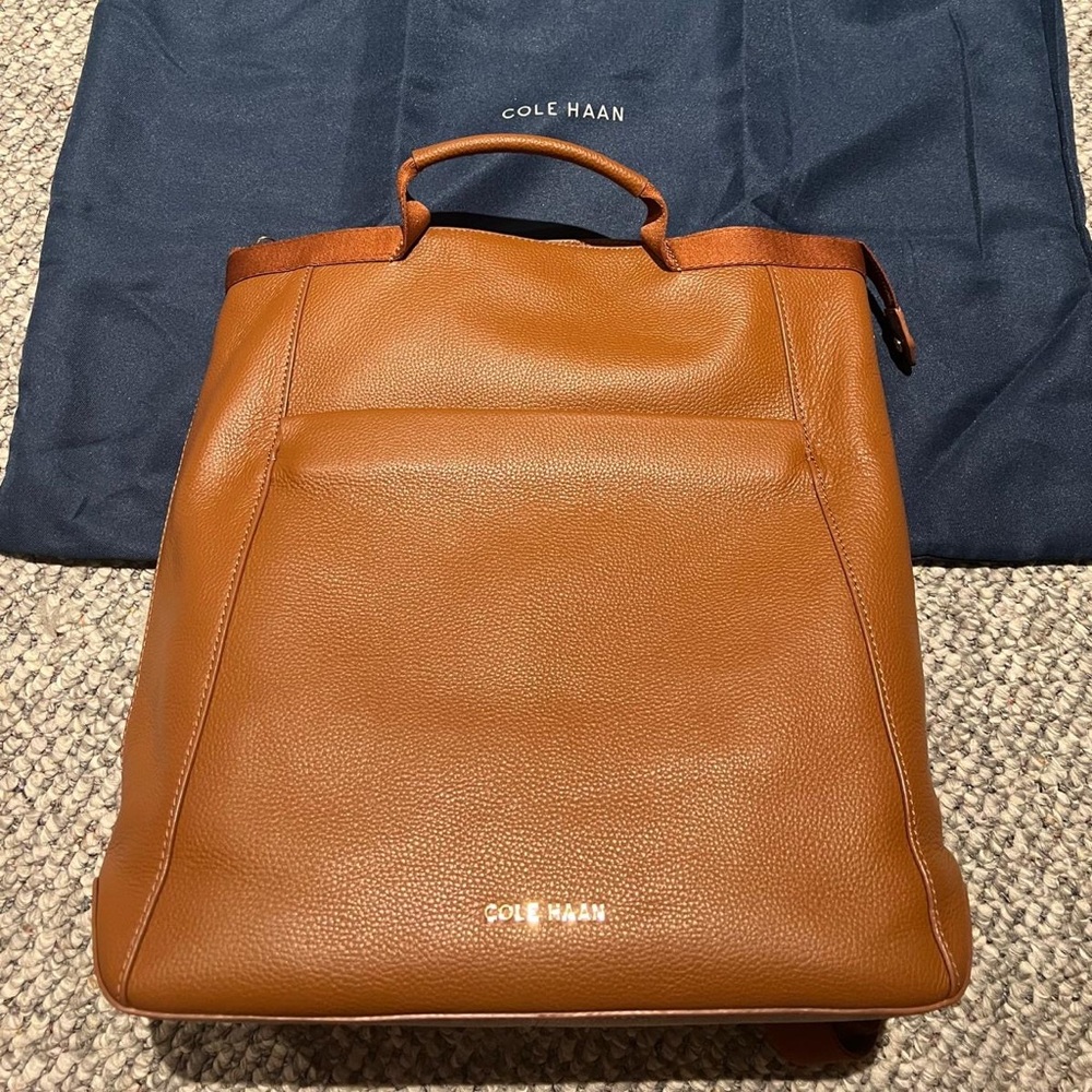 The Cole Haan Grand Ambition Small Convertible Backpack in British Tan